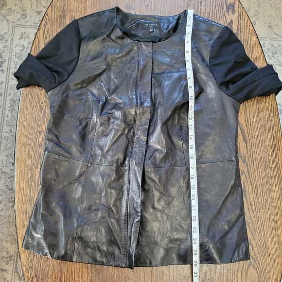 Talbots Black Lamb Skin Leather Jacket with Knit Sleeves Size Women's 12W - Picture 9 of 14